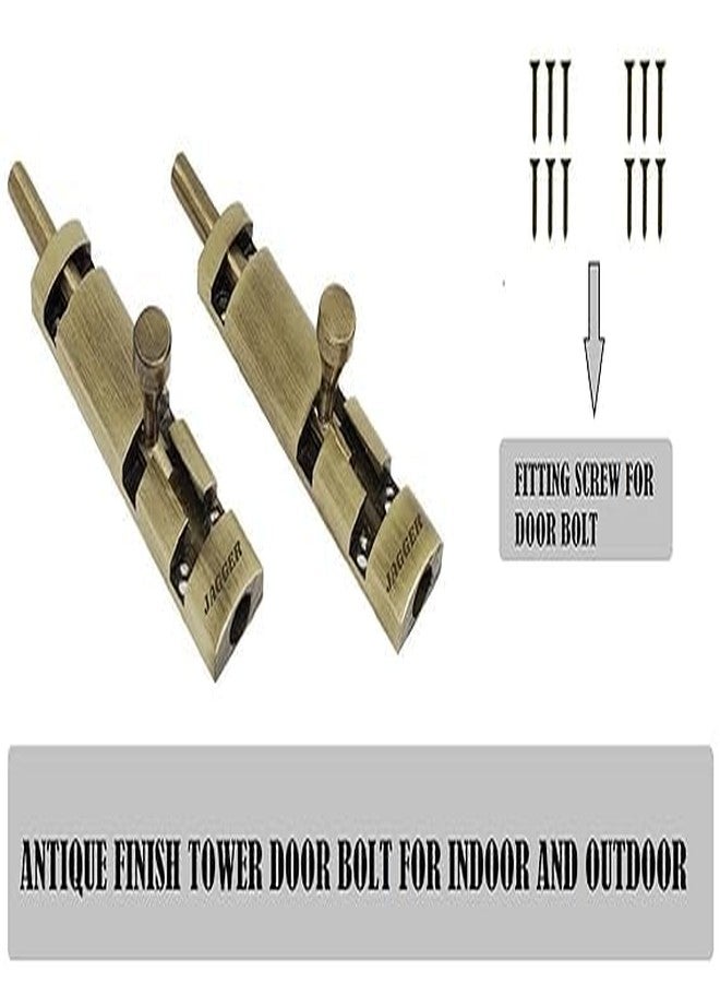 JAGGER مزلاج باب برجي JAGGER JAG398 Zylo مقاس 6 بوصات | مزلاج برجي شديد التحمل للأبواب الرئيسية والنوافذ | مزلاج باب قوي ومتين | طلاء مقاوم للصدأ [عبوة من 4 قطع] (عتيق، 6 بوصات) - Image 3